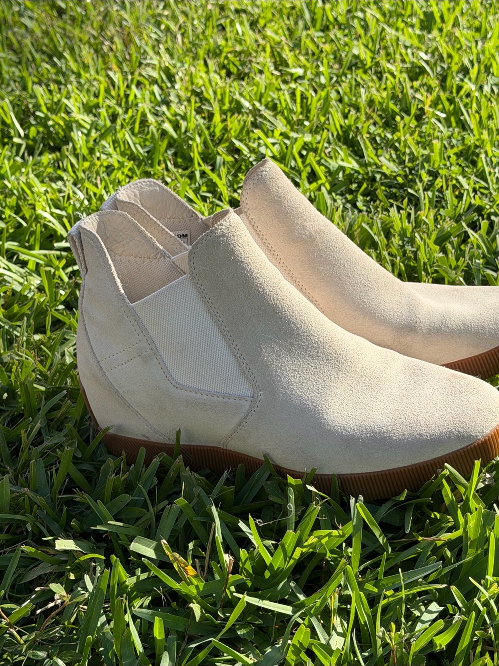 Sorel Cream Suede Chelsea Ankle Booties